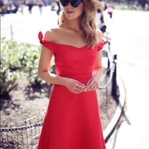 NWT J. Crew Red Off-the-Shoulder Tie Pique Dress